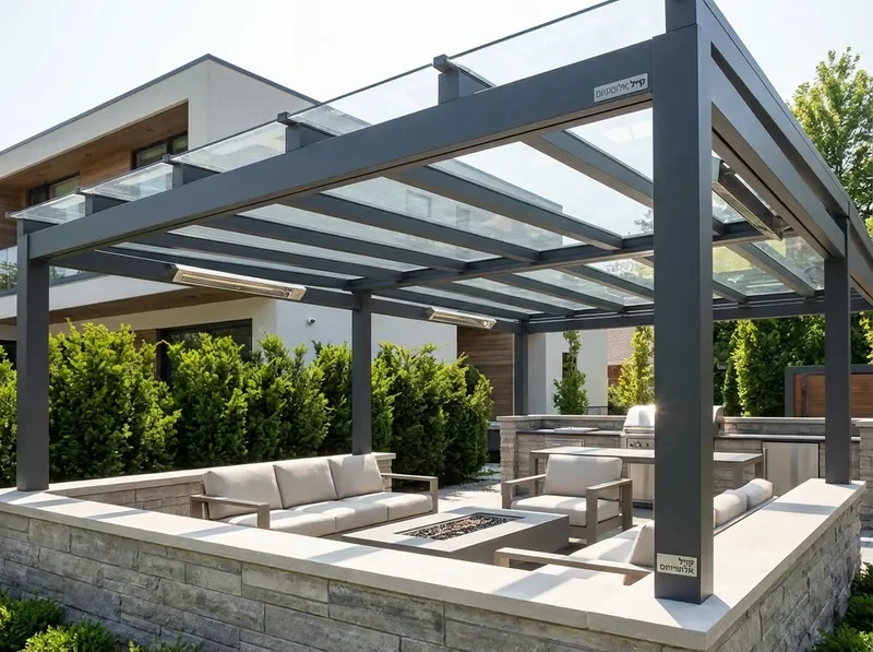 פרגולה עם גג זכוכית